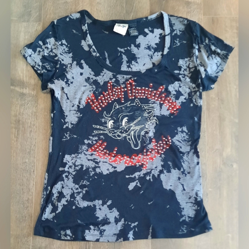 Vintage Harley Davidson black cat tee